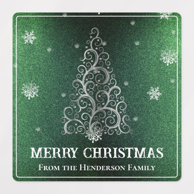 Christmas Tree Glitter and Snowflakes | Green Etiketten (Design 1)
