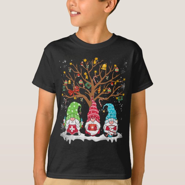 Christmas Tree Gnomes Nurse Christmas Gnome Lover T-Shirt (Vorderseite)