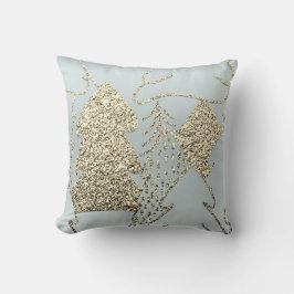Christmas Tree Gold Champagne Glitzer Grau Blue Kissen