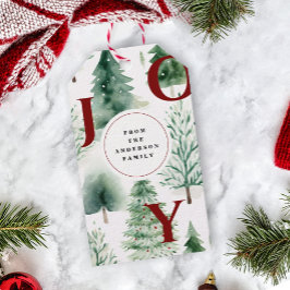 Christmas Tree Greenery Rustic Watercolor Holiday Geschenkanhänger