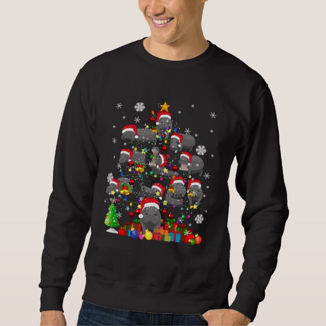 Christmas Tree Hippo Christmas Santa Animal Sweatshirt (Vorderseite)
