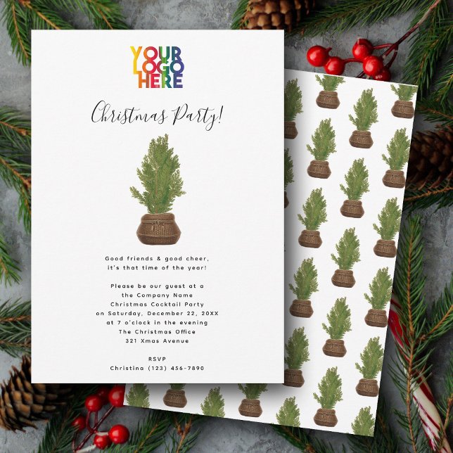 Christmas Tree Holiday Office Business Logo Party Einladung (Christmas Tree Holiday Office Business Logo Party Invitation)