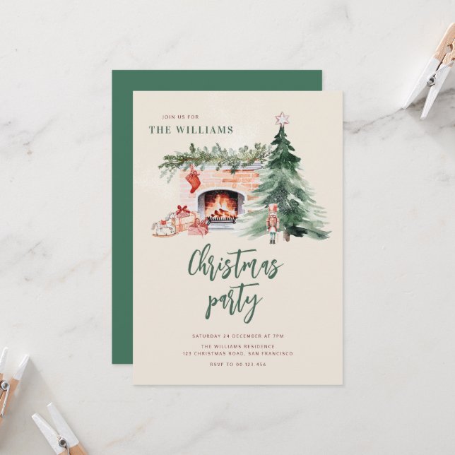 Christmas Tree Holiday Party Invitation (Devant/Arrière en situation)