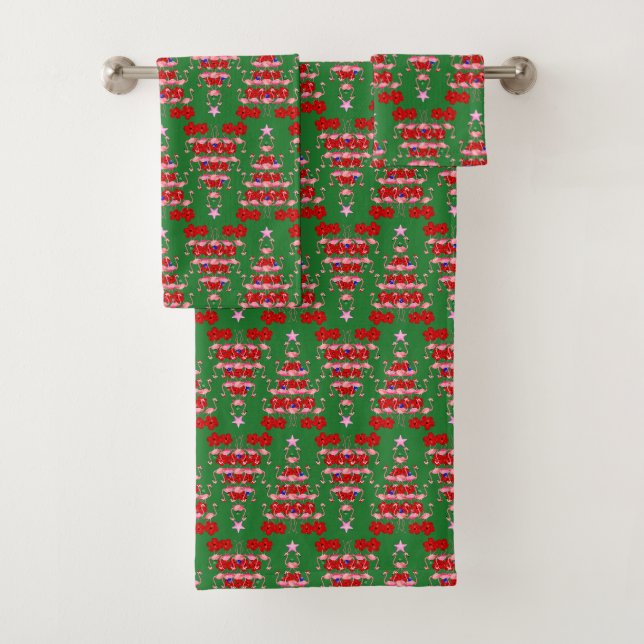 Christmas Tree Holiday Santa Flamingos on Green (En situation)