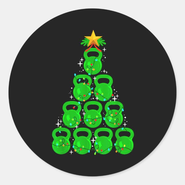 Christmas Tree Kettlebell Xmas Gym Workout Fitness Runder Aufkleber (Vorderseite)