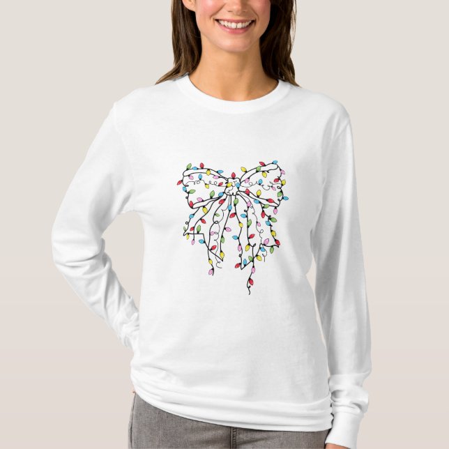 Christmas Tree Lights Coquette Bow T-Shirt (Vorderseite)