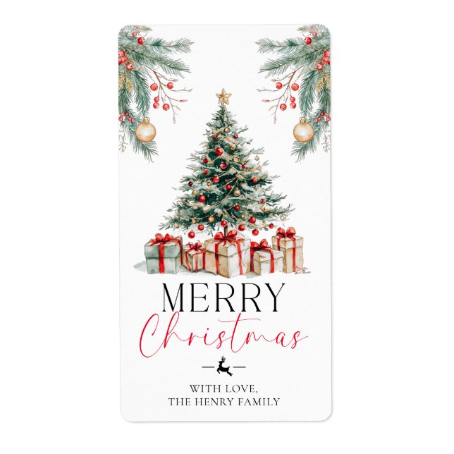 Christmas Tree Merry Christmas Gift Sticker (Vorne)
