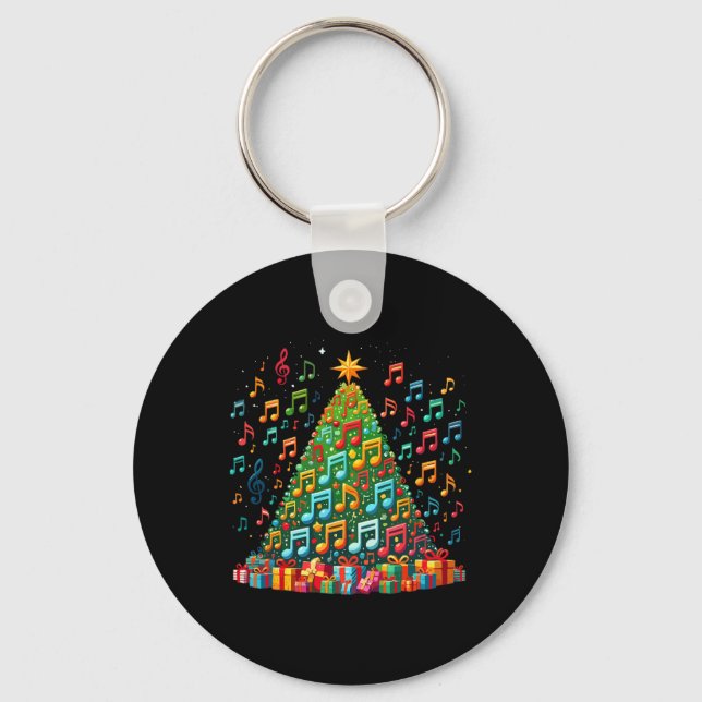 Christmas Tree Musical Note Music Teacher Musician Schlüsselanhänger (Vorderseite)
