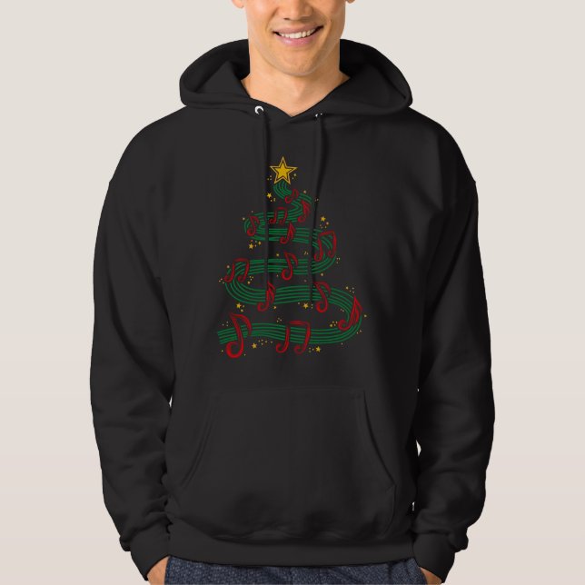 Christmas Tree Musical Notes Song Musician Sing Ca Hoodie (Vorderseite)