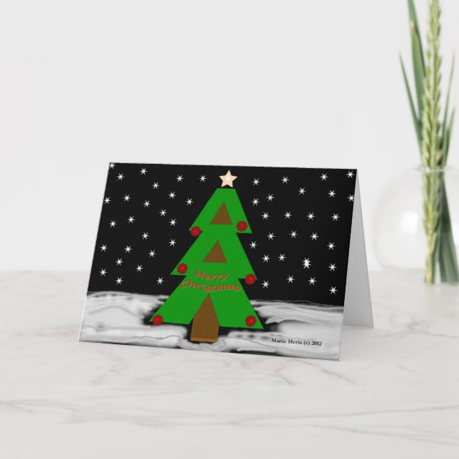 Christmas Tree Night - Personalize Card Feiertagskarte (Vorderseite)