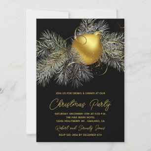 Christmas Tree Ornament Black Party Einladung