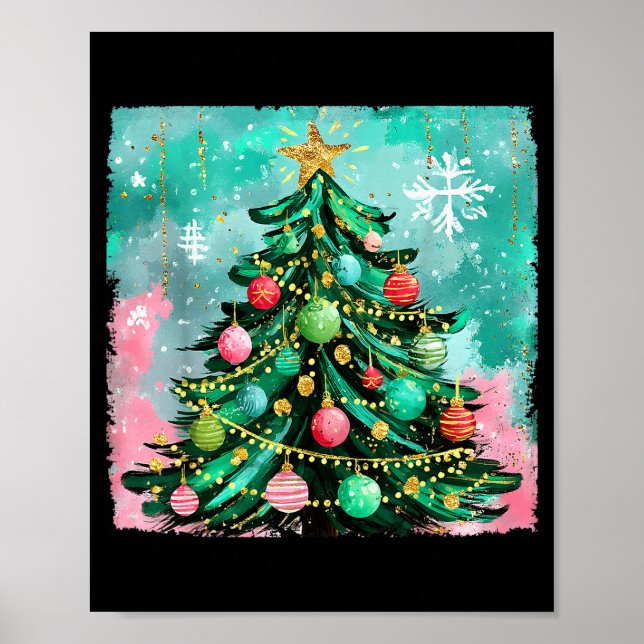 Christmas Tree Ornaments Holiday Xmas Lights Men W Poster (Vorne)