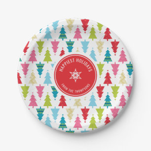 CHRISTMAS TREE PATTERN Festlich modern minimalrot Pappteller