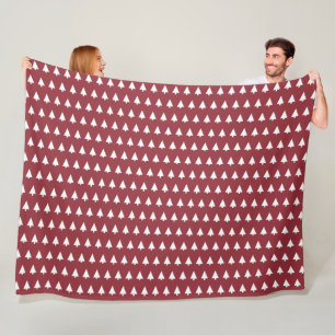 Christmas Tree Pattern Geometric Scandi Dark Red Fleecedecke