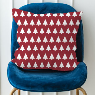 Christmas Tree Pattern Geometric   Scandi Dark Red Kissen