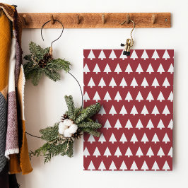 Christmas Tree Pattern Geometric | Scandi Dark Red Poster