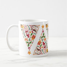 Christmas tree pattern with toys white background kaffeetasse
