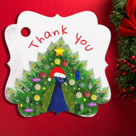 Christmas Tree Peacock Thank You Card  Geschenkanhänger