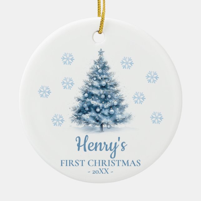 Christmas Tree Personalized Baby's First Christmas Keramik Ornament (Vorne)