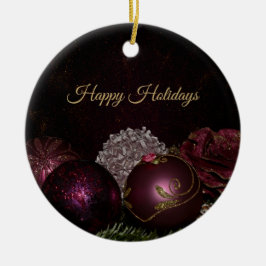 Christmas Tree Pink Green Leaves Black Elegant Keramik Ornament