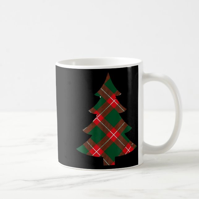 Christmas Tree Plaid Pattern Red Green Holiday For Kaffeetasse (Rechts)