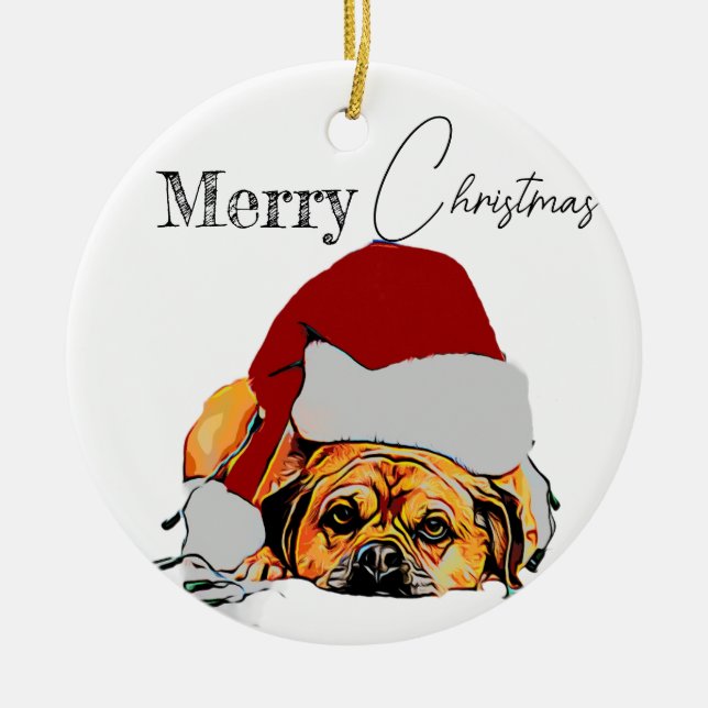 Christmas Tree Puggle Ornament (Vorne)