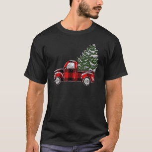 Christmas Tree Red Truck Pajama Kariert Red Truck  T-Shirt