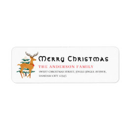 Christmas Tree & Reindeer Simple Return Address