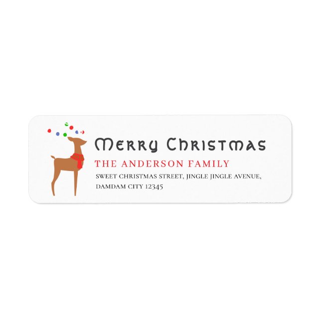 Christmas Tree & Reindeer Simple Return Address (Vorne)