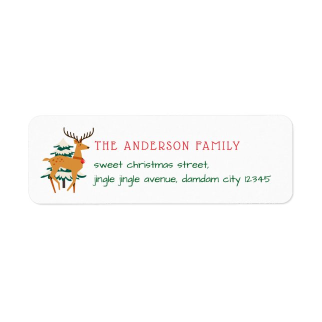Christmas Tree & Reindeer Simple Return Address (Vorne)