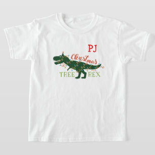 Christmas Tree-Rex Dinosaur Rote Initials T-Shirt