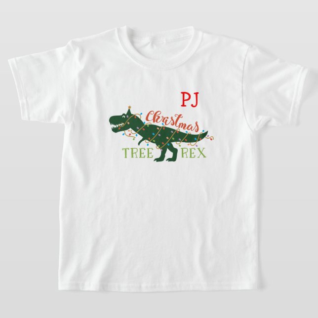 Christmas Tree-Rex Dinosaur Rote Initials T-Shirt (Ablage )