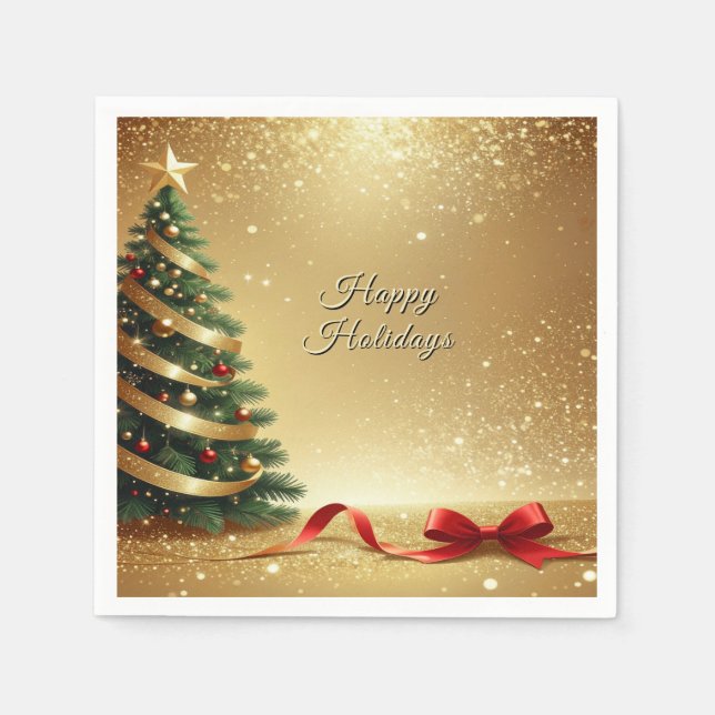 Christmas Tree Ribbons Holiday Napkin Serviette (Vorderseite)