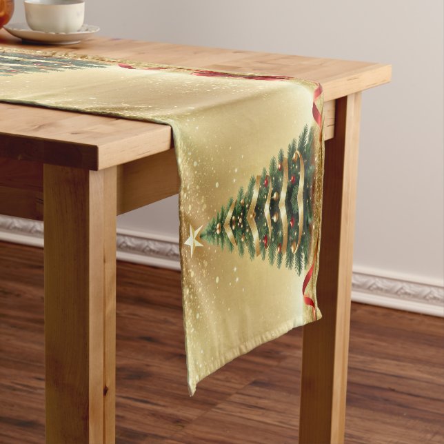 Christmas Tree Ribbons Holiday Table Runner Mittelgroßer Tischläufer (Beispiel)