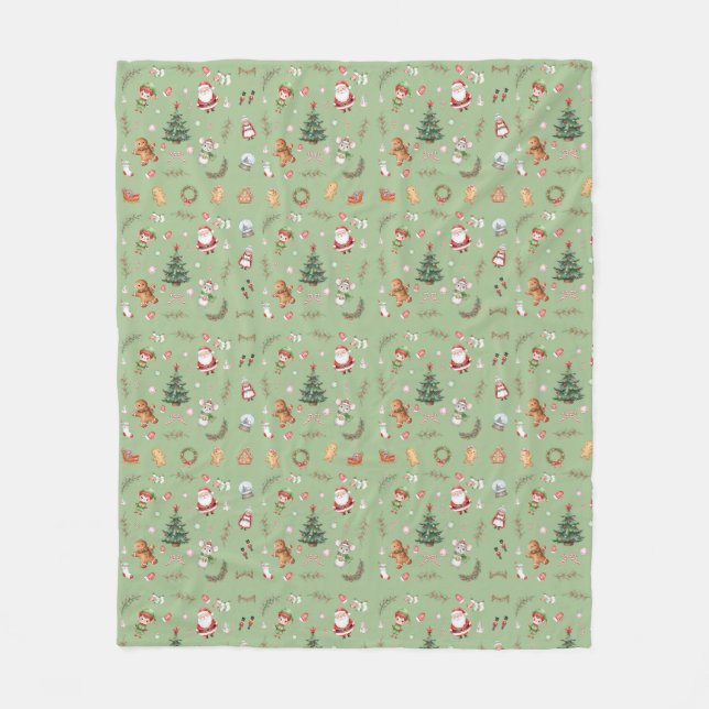 Christmas Tree Santa cute character holiday design Fleecedecke (Vorderseite)
