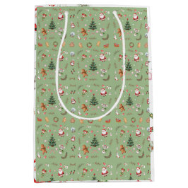 Christmas Tree Santa cute character holiday design Mittlere Geschenktüte