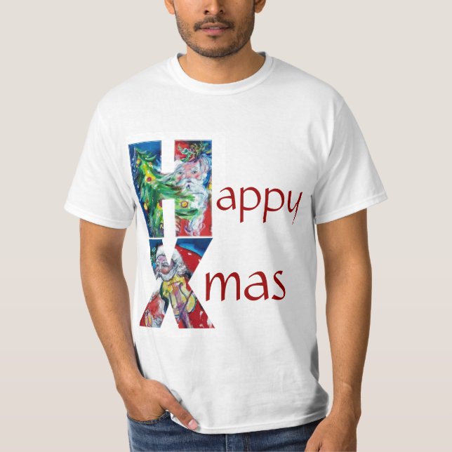 CHRISTMAS TREE SANTA SPIELEN VIOLIN XMAS MONOGRAM T-Shirt (Vorderseite)