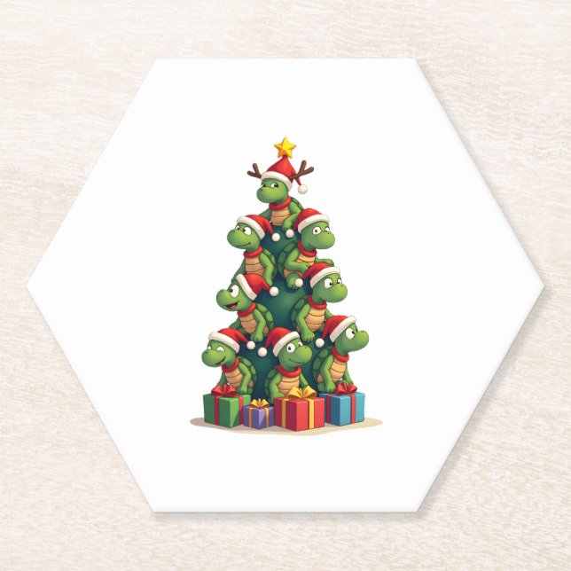 Christmas Tree Sea Turtle Turtles Tortoise T-Shirt Untersetzer (Vorderseite)