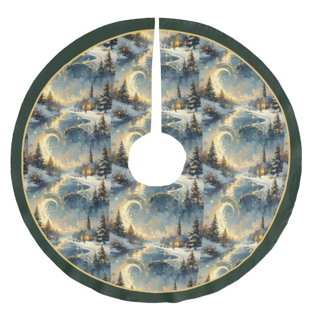  Christmas Tree Skirt Featuring A Mystical Village Polyester Weihnachtsbaumdecke (Vorderseite)