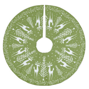 CHRISTMAS TREE SKIRT MCM OLIVE UND WEISS POLYESTER WEIHNACHTSBAUMDECKE
