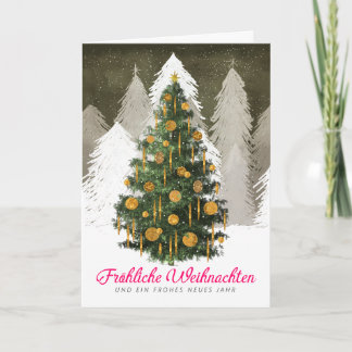 Christmas Tree Snow in German Folded Holiday Card Feiertagskarte