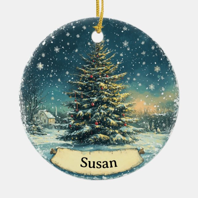 Christmas Tree Snow Ornament Vintage Style (Vorne)