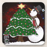 Christmas Tree Snowman Surprise Art Print Getränkeuntersetzer<br><div class="desc">You are viewing The Lee Hiller Design Collection. Apparel,  Gifts & Collectibles Lee Hiller Photography or Digital Art Collection. You can view her Nature photography at http://HikeOurPlanet.com/ and follow her hiking blog within Hot Springs National Park.</div>