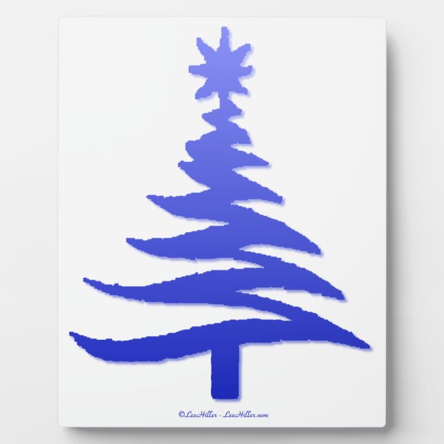 Christmas Tree Stencil Cobalt Blue Fotoplatte (Vorderseite)
