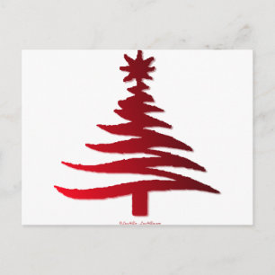 Christmas Tree Stencil Red Feiertagspostkarte