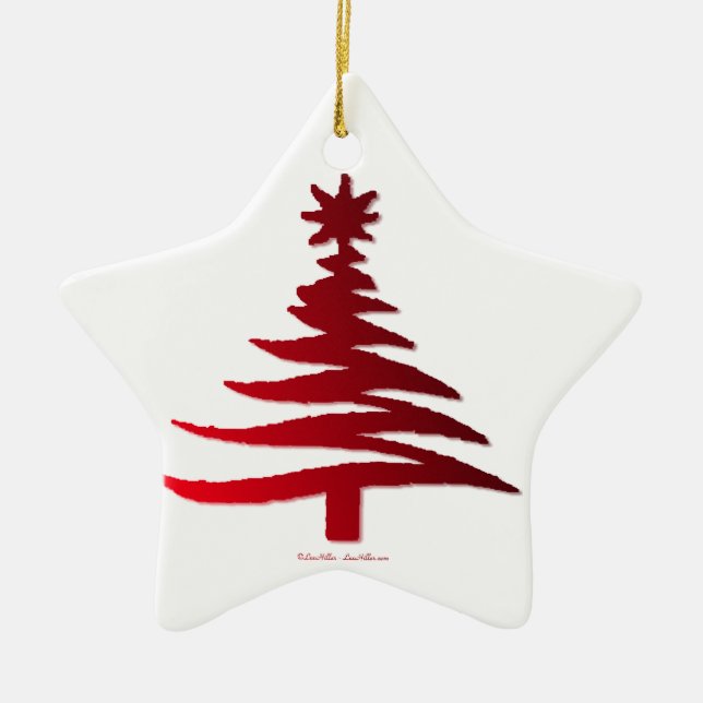 Christmas Tree Stencil Red Keramikornament (Vorne)