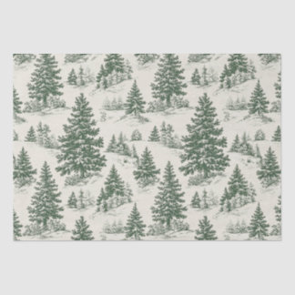 Christmas Tree Toile De Jouy Green Seidenpapier