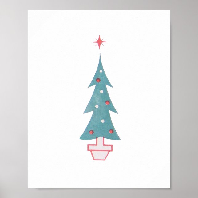 Christmas Tree Vintage 1950s Inspired Art Poster (Vorne)