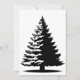 Christmas Tree White & Black Elegant Distressed Feiertagskarte
