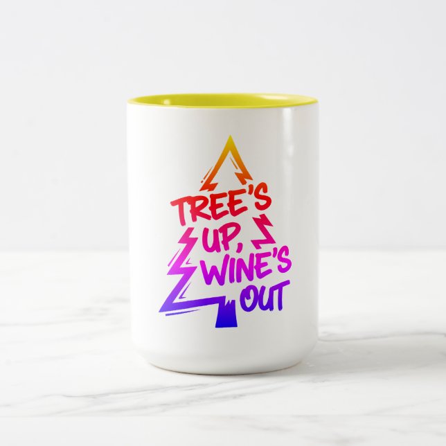 Christmas Tree Wine Lover Zweifarbige Tasse (Mittel)